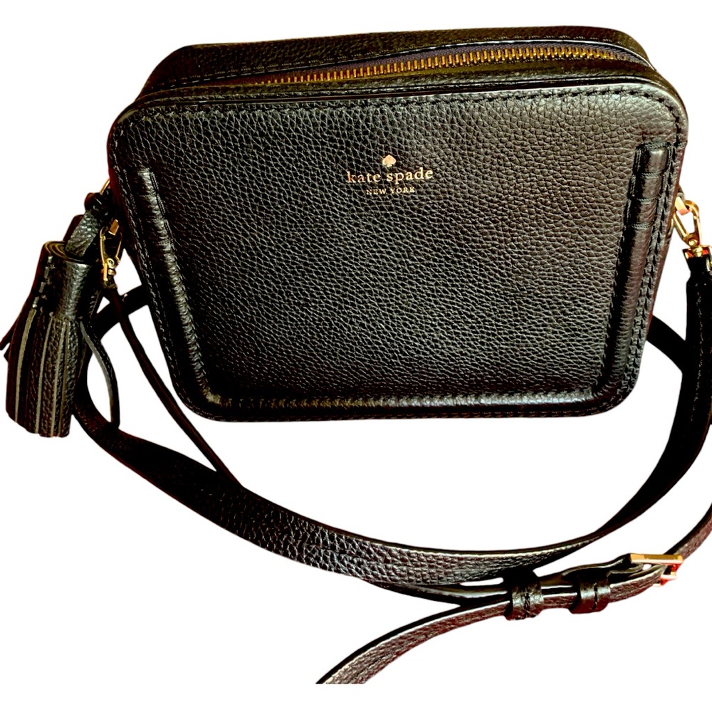 Kate Spade Orchard Street Arla Leather City Scape Crossbody Bag Purse Black EUC